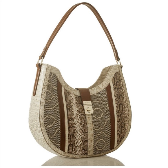SALE💥💥NEW BRAHMIN BETHANY LIMESTONE OLETA SHOULDER‎ BAG CROC-EMBOSSED SATCHEL - Picture 3 of 9